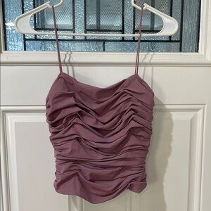Elegant Mauve Ruched Camisole Top